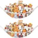 Stuffed Animal Net Hammock for Plushie Toys, Stuffed Animal Hammock Corner for Kids' Room Decor, Ideas for Organizing Stuffy Collection, Easy to hang with Anchors & Hooks, 2 Packs, White (L (67" x 40" x 40"))