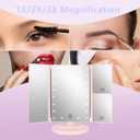 Flymiro Tri-fold Lighted Vanity Makeup Mirror with 3x/2x Magnification,Light up Mirror for Makeup,Touch Screen 21 LEDs,180 Rotation Countertop Cosmetic Mirror,Gifts for Women Mom Teen Girls