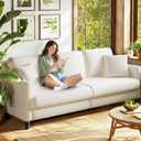 83" Couches for Living Room, Comfy Sofas for Living Room, Teddy Sofa Couch, Tool-Free Setup Loveseat Sofa, All-Wood Love Seat Couches, Small Couch 2 Pillows Included, Beige