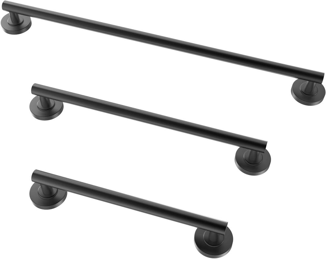 Shower Grab Bar Set, ADA Compliance Matte Black Stainless Steel Handicap Grab Bar for Bathtubs and Showers, Modern 3-Pack 18" 24" 36" Shower Safety Bars for Seniors