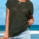 PRETTYGARDEN Womens Spring Tops 2026 Summer Shirts Crochet Cap Sleeve Sweater Pullover Cute Beach Vacation Clothes (Green, M)