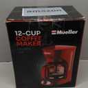 MELLERHOME 12-Cup Red Coffee Maker - Perfect for Home or Office, Borosilicate Carafe, Auto-Off, Reusable Filter, Anti-Drip, Keep-Warm Function, Clear Water Level Window, Red Kitchen Accessories