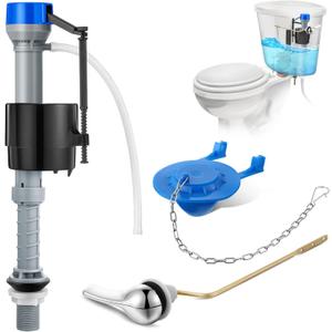 Saillong Universal Toilet Flusher Replacement Kit, Fill Valve, 2-Inch Flapper, Side Mount Handle Lever, Water-Saving, Adjustable Toilet Repair Kit Inside Tank, Easy to Install(1 Set,Blue Grey, Blue)