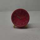 Analog Alarm Clock, 4 inch Super Silent Non Ticking Small Clock with Night Light, Battery Operated, Simple Design, easy setting for Office, Bedroom, Bedside, Desk, teens, elders, kids, adult, Red