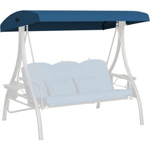 Outdoor Porch Swing Canopy Replacement Cover, 3 Seat Swing Cover UV-Resistant for 3-Seat Porch Swing (Blue, 76.8x47.2x9.1in)