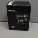 Electric Salt and Pepper Grinder Set with Rechargeable Base - Automatic Refillable Electric Salt and Pepper Shakers with Large Capacity, LED Light & Adjustable Coarseness, Black