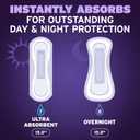 Poise Overnight Incontinence & Postpartum Pads for Bladder Leaks, 8 Drop Extra Coverage, 36 Count (Long)