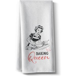 3 x Baking Towels for Women- Funny Joked Queen Hand Dish Kitchen DéCor,Absorbent Tea Towel,Gift for Mother Hostess New Home Friend Housewarming 16" x 24”