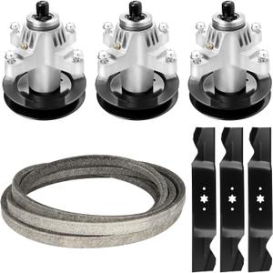 54" Deck 618-04126 Rebuild Kit Fits for Cub Cadet SLT1554 SLTX1054, Includes 3 Spindles 918-04126 918-04125, 3 Blades 742-0677 942-0677, 138" Belt 754-0642