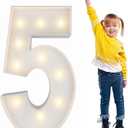 3FT Light Up Numbers Pre-Cut Frame Giant Marquee Numbers 5, Mosaic Numbers for Balloons, 15th 25th 50th 65th Birthday Decorations for Women Men, 50th Anniversary Decorations, Party Decor