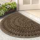 RORA Half Circle Door Mat Front Door Mat Outside Entrance Welcome Mats Outdoor Indoor Semicircular Doormat for Outdoor Half Round Door Mats for Garage Muddy Paws 17x30 (Brown)