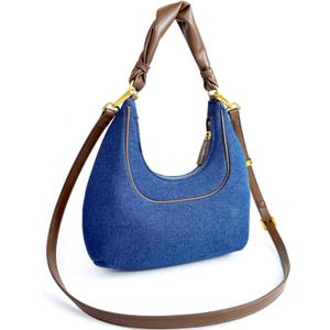 Denim Shoulder Bags for Women,Crescent Denim Crossbody Bags,Top Handle Jean Purse