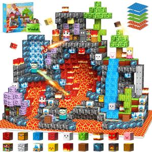 200PCS Magnetic Blocks - Magnetic Building Toys with 6PCS Bases, Travel Magnetic Tiles Game for Kids, Mini Magnetic Tiles for Toddler Boys Age 3-5 4-8 8-12, STEM Sensory Outdoor Travel Toys Gifts