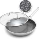 GreenPan Hybrid 12 Nonstick Stainless Steel Frying Pan with Lid, APEX Tri-Ply Thermobond PFAS-Free Ceramic Skillet, Induction & All Cooktop Compatible, Oven Temp to 850F, Dishwasher Safe, Silver