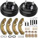 EZGO Brake Drum Kit for TXT 1996-Up Electric Vehicles，Golf Cart Brake Hub Drum Repair Kit Includes EZGO TXT Brake Drum/Hubs&Brake Shoes&Brake Spring Kit, OEM Replace#19186G1, 70794G01, 70795G01