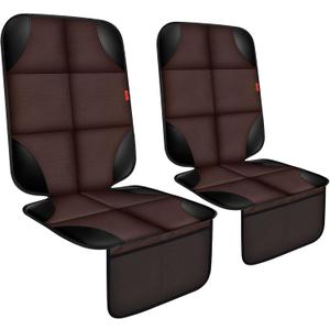Car Seat Protector 1 Pack Car Seat Cushion Mat Thickest Padding,Waterproof 600D Fabric Car Seat Covers for Non-Slip Backing Mesh Pockets for Baby and Pet (Brown, 2 Pcs)