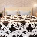 Cow Print Blanket Soft Warm Twin Blankets and Throws Bedding Fleece Blanket Cozy Flannel Black Bed Blanket Couch Sofa Throw Blanket Gift for Valentine Mother Father Couple 60x80 inch