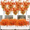 18 Bundles Artificial Flowers for Outdoors UV Resistant Fake Flowers Realistic Faux Flowers Artificial Plants Outdoor for Fall Indoor Garden Patio Window Box Kitchen Home Autumn Decor (Orange)