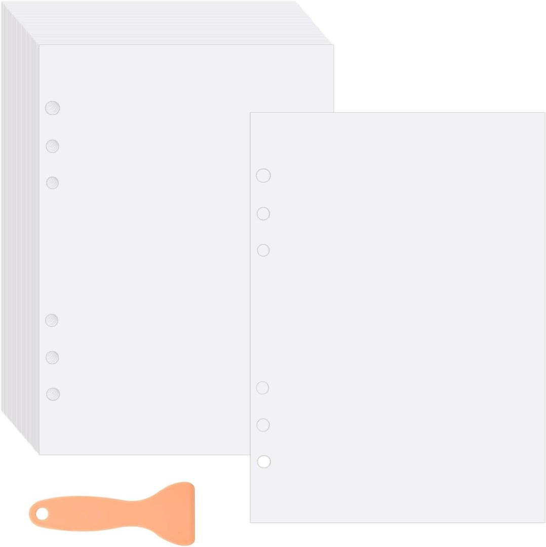 80 Sheets Blank Release Paper Binder Refills for Sticker Book Collecting Album,Double-Sided Reusable Sticker Paper Binder Insert Sheet for A5 6 Ring Organizer with Spatula