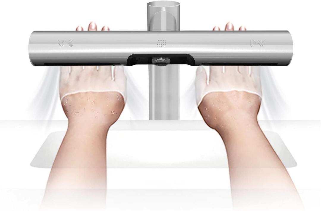 AIKE Air Tap Wash+Dry High Speed Hand Dryer,110-120V Polished,Model AK7120 | Air Tap Series Wash and Dry,Standard Height for Most Sinks,High Speed for Commercial Bathroom,Stainless Steel Finish