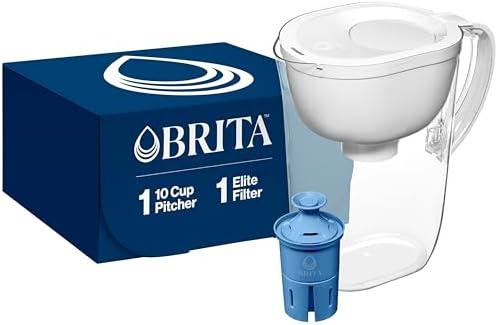 Brita Water Pitcher, Everyday Elite Filter, Removes 99% of Lead, Includes 1 Filter, 10-Cup Capacity, White