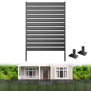 Air Conditioner Fence 3 Panels, 38" Wx42 H Metal Outdoor Privacy Screen, No Dig HVAC Fence with Louvered Panels, Privacy Fence for Trash Cans, Generator, Pool Equipment, AC Unit & Backyard