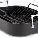 All-Clad HA1 Hard Anodized Nonstick Roaster and Nonstick Rack 13x16 Inch Oven Broiler Safe 500F Roaster Pan, Pots and Pans, Cookware Black