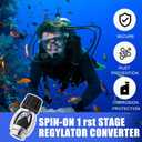 Scuba Diving Din to Yoke Adapter, Diving Regulator to Yoke Converter with Dust Cover for First Stage Adapter and Regulator Conversion, 250Bar, 3300PSI