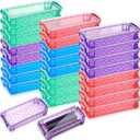 Gueevin 24 Pcs Large Capacity Plastic Pencil Box Clear Plastic Pencil Case Crayon Box with Snap Tight Lid Watercolor Pen Storage Brush Organizer Drawing Tools Container (Dark)