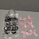 Vicenpal 6 Sets Clear Sleepover Gift Bag with Handles 6 Pcs Pink Bows PVC Plastic Spa Party Treat Goodie Snack Bags Sleepover Squad Theme Party Favors for Birthday Slumber Parties, 7.9 x 7.9 x 3.1''