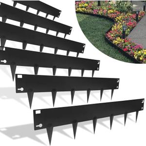 20FT-6pcs Galvanized Steel Landscape Edging, 40" x 8" Metal Garden Border, Hammer-in Lawn Edging for Landscaping, Lawn Edge for Garden, Yard & Pathway, Black