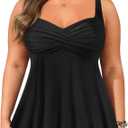 Aqua Eve Plus Tankini Tops for Women Only Swimwear Top Bathing Suits Flowy Swimsuit Top (Black), 24 Plus