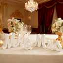 Mr & Mrs Sign - Freestanding Wooden Letters Wedding Table Decor, White Vintage Photo Props for Anniversary Valentine's Day Head Table