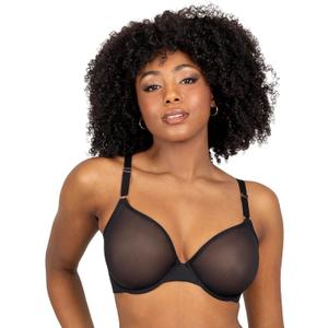 Smart & Sexy womens Sheer Mesh Demi Underwire Bra (36DD, Black Hue (Mesh))