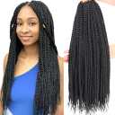 8 Packs Senegalese Twist Crochet Braids Hair for Black Women Havana Twist Crochet Hair Medium Twist Prelooped Synthetic Braiding Hair Extensions (18 Inch Offblack1B#)