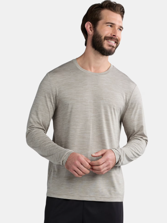Athletic Works Men's Jersey Tee with Long Sleeves, Size Large