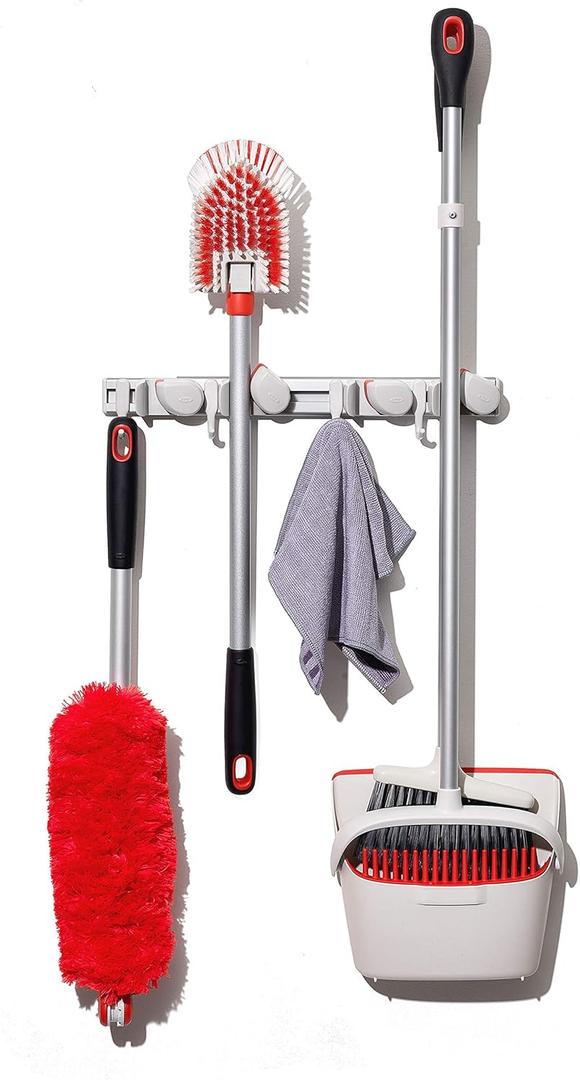 OXO Good Grips Wall-Mounted Mop and Broom Organizer (3"x5"x17")