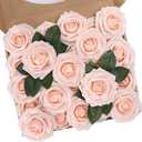 N&T NIETING Artificial Flowers, 25Pcs Fake Flowers Roses Foam Roses with Stems Perfect for Valentines Day DIY Wedding Bouquets Centerpieces Bridal Shower Party Home Flower Arrangement Decorations (Blush)