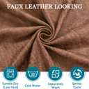 FUANGUI 2 Piece Chair Covers Stretch Arm Covers Chair Couch Covers, Faux Leather Looking Armchair Slipcover with Separate Chair Cushion Cover, Washable Chair Protector for Living Room - Light Brown