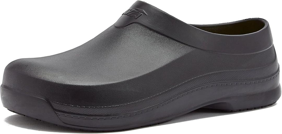 Avia Flame Men's Clogs, Slip Resistant Shoes for Men Food Service, Non Slip Restaurant and Chef Shoes Men Slip Resistant for Kitchen Work or Nursing, Black, Oil and Water Resistant (7)