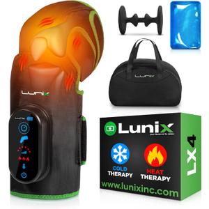 Lunix LX4 FSA Cordless Knee Massager with Heat, Compression & Vibration, Rechargeable Wrap for Knee, Calf & Thigh, Hot/Cold Therapy Option, Touchscreen Control for Everyday Comfort, Forest Green