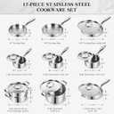 EWFEN Stainless Steel Cookware Set, 3 Ply 17 Piece Stainless Steel Pot and Pan Set, Oven Dishwasher Safe | Induction Compatible Frying Pans, Saucepans, Saute Pan & Stock Pot, PFOA, PTFE & PFOS Free