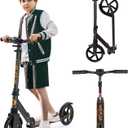 Kick Scooter for Ages 6+,Kid, Teens & Adults. Max Load 240 LBS. Foldable, Lightweight, 8IN Big Wheels for Kids, Teen and Adults, 4 Adjustable Levels. Bearing ABEC9 (Orange)