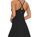 Womens Tennis Dress, 2-in-1 Golf Workout Dress with Built-in Bra & Shorts Pockets, Athletic Dresses with Adjustable Strap A-Black, M