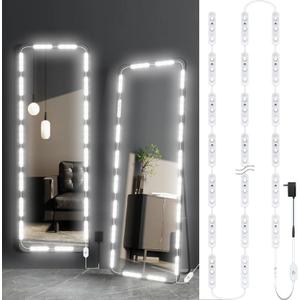 LED Vanity Mirror Lights, Hollywood Style Makeup Light, 14FT/6000K/Dimmable/12V Adapter/Self-Adhesive Full Body Vanity Lights, Lighting for Makeup Floor Mirror & Bathroom (14 feet length)