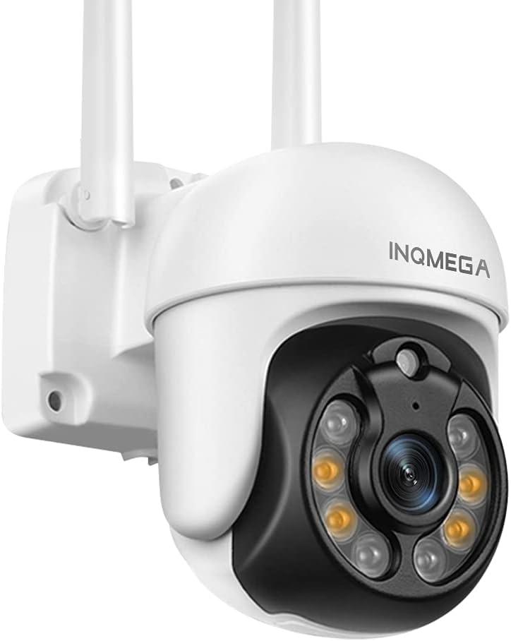 INQMEGA TUYA PTZ Camera Outdoor, 3MP Security Home Surveillance Camera with 2.4G WiFi, Waterproof IP Wireless Camera, Color Night VisionTwo-Way Audio, Motion Detection, Cloud & SD Card (1 Count (Pack of 1))
