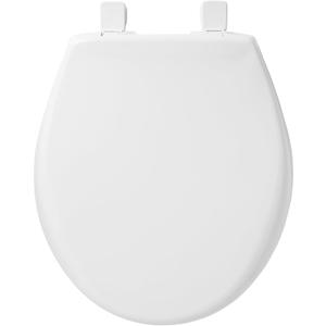 Bemis 790TDGSL 000 Commercial Heavy Duty Front Plastic Toilet Seat with Cover Will Slow Close, Never Loosen & Reduce Call-Backs, Round, White
