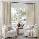 Cream Beige Linen Blackout 126 Inch Curtains for Living Room 2 Panels Set Pinch Pleated Back Tab Drapes Farmhouse Thermal Insulated Full Black Out Curtains 126 Length High Ceiling to Floor 50x126