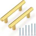 Probrico 5 Pack 2-1/2 inch Center-to-Center Kitchen Cabinet Pulls T Bar Gold Cabinet Handles Modern Drawer Hardware Dresser Pulls, 4 inch Total Length