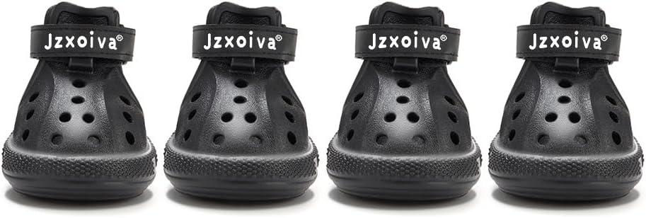 JZXOIVA Dog Shoes for Hot Pavement, Dog Booties for Small Dogs, Breathable Dog Boots & Paw Protectors, Adjustable Non-Slip Rain Booties, Waterproof Pets Sandals for Beach Black Size 3